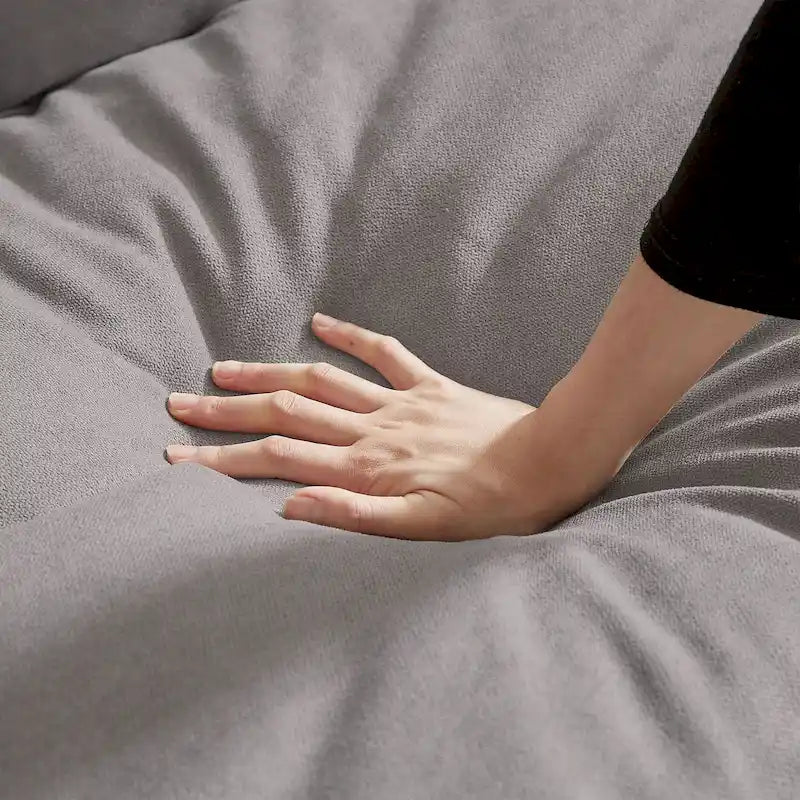 Canapé d'angle en L avec pouf, 208 cm