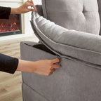 Canapé d'angle en L avec pouf, 208 cm