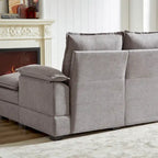 Canapé d'angle en L avec pouf, 208 cm