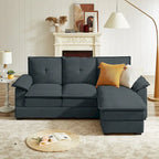 Canapé d'angle en L avec pouf, 208 cm