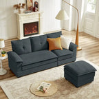Canapé d'angle en L avec pouf, 208 cm