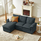 Canapé d'angle en L avec pouf, 208 cm