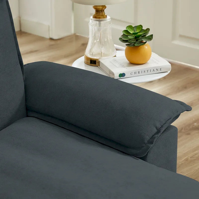Canapé d'angle en L avec pouf, 208 cm