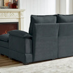 Canapé d'angle en L avec pouf, 208 cm