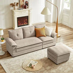 Canapé d'angle en L avec pouf, 208 cm