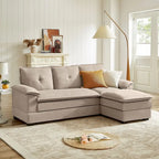 Canapé d'angle en L avec pouf, 208 cm
