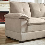 Canapé d'angle en L avec pouf, 208 cm