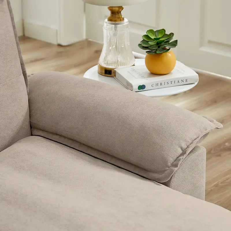 Canapé d'angle en L avec pouf, 208 cm