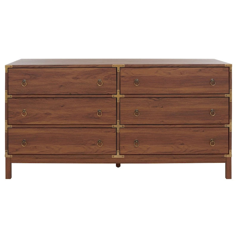 Commode 6 tiroirs avec poignées dorées