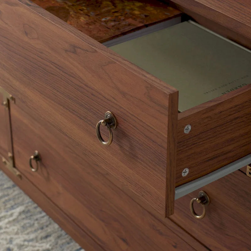 Commode 6 tiroirs avec poignées dorées