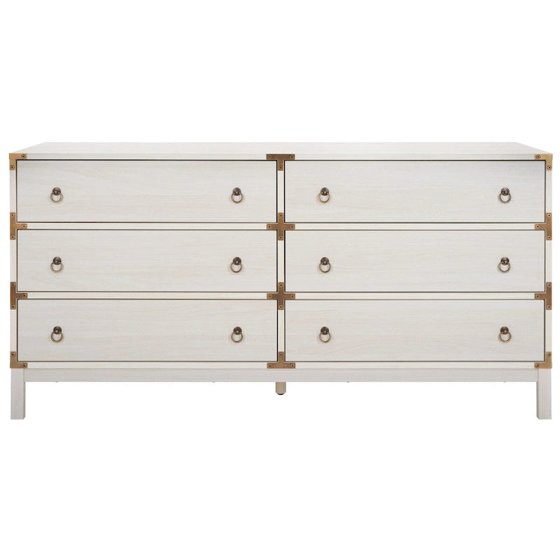 Commode 6 tiroirs avec poignées dorées